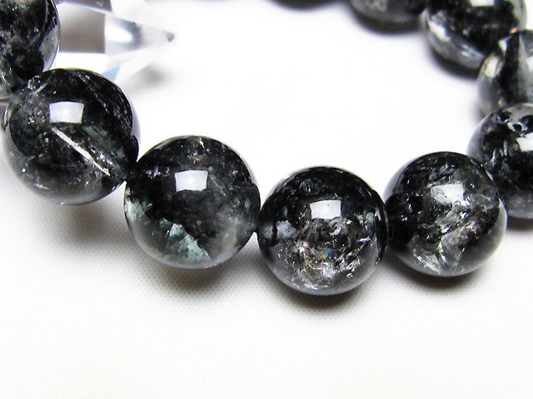 ブラックエレスチャルクォーツ 骸骨水晶 ブレスレット 16mm [t124-5698] 3枚目