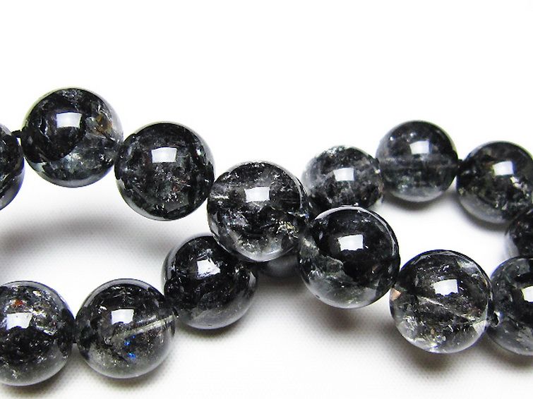 ブラックエレスチャルクォーツ 骸骨水晶 ブレスレット 13mm [t124-5706] 2枚目