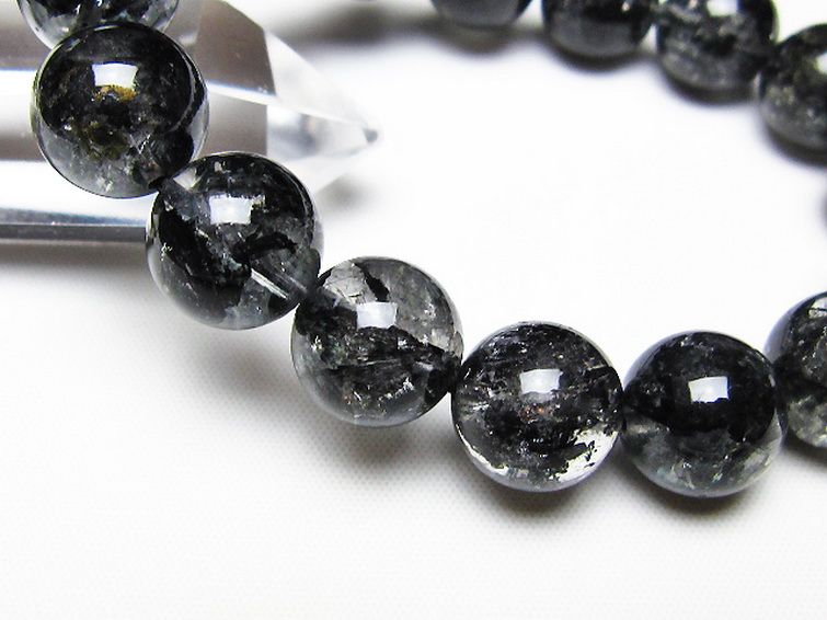 ブラックエレスチャルクォーツ 骸骨水晶 ブレスレット 13mm [t124-5706] 3枚目