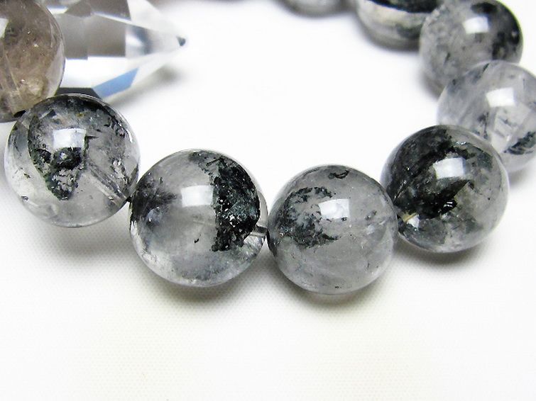 ブラックエレスチャルクォーツ 骸骨水晶 ブレスレット 18mm [t124-5773] 3枚目