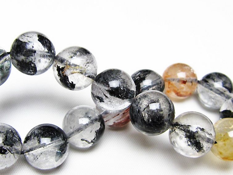 ブラックエレスチャルクォーツ 骸骨水晶 ブレスレット 13mm [t124-5791] 2枚目