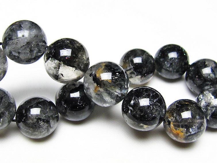 ブラックエレスチャルクォーツ 骸骨水晶 ブレスレット 16mm [t124-5838] 2枚目