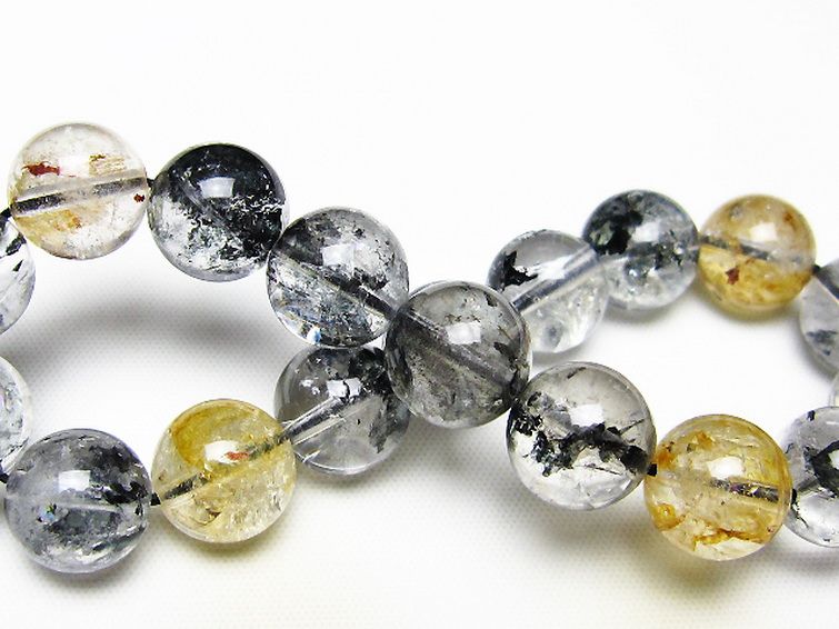 ブラックエレスチャルクォーツ 骸骨水晶 ブレスレット 12mm [t124-5847] 2枚目