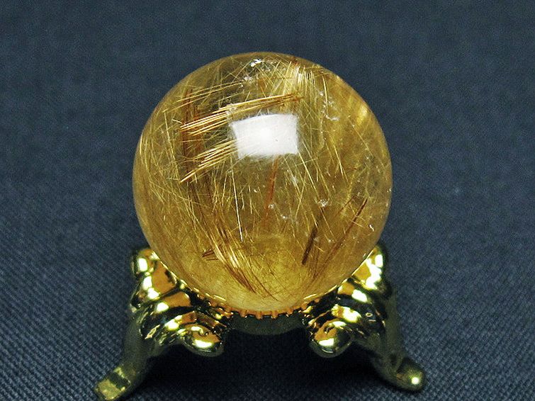 ゴールドタイチンルチル入り水晶丸玉 22mm [t145-2557] 3枚目