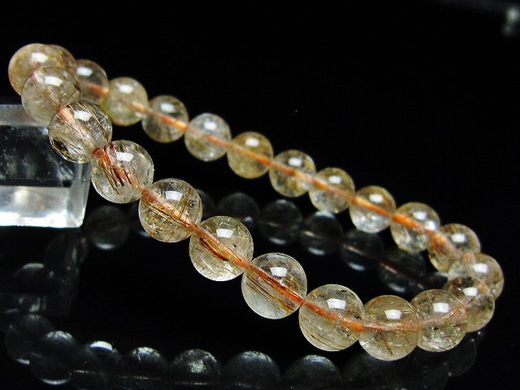 ファイナルグレード金針ルチル水晶ブレスレット 8mm [T15-10935] 1枚目