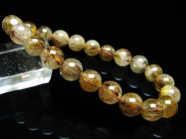 ファイナルグレード金針ルチル水晶ブレスレット 8mm [t15-11241] 1枚目