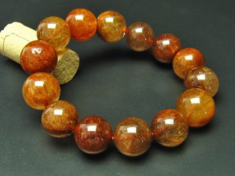 金針ルチル水晶ブレスレット 16mm [t15-9774] 1枚目