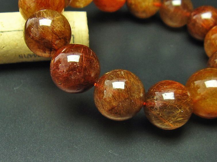 金針ルチル水晶ブレスレット 16mm [t15-9774] 3枚目