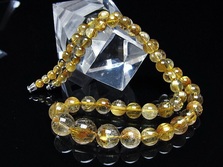 ゴールドタイチンルチルネックレス 12mm [t162-711] 2枚目