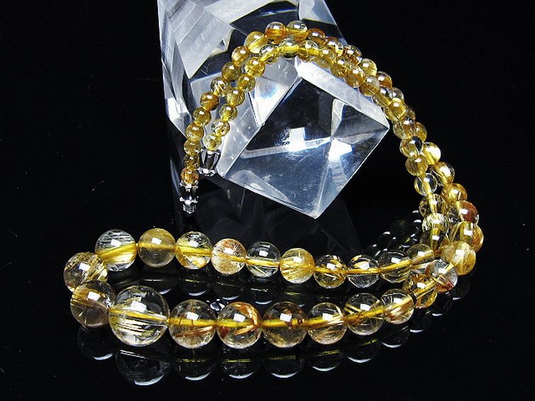 ゴールドタイチンルチルネックレス 12mm [t162-726] 2枚目