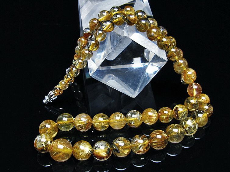 ゴールドタイチンルチルネックレス 10mm [t162-734] 2枚目