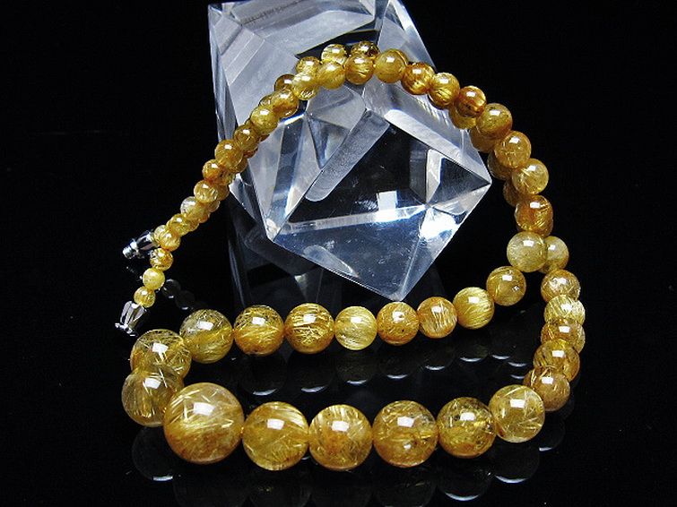 ゴールドタイチンルチルネックレス 12mm [t162-758] 2枚目