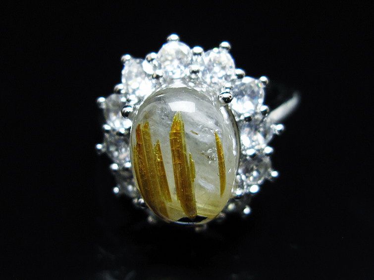 ゴールドタイチンルチル指輪(16号)[T164-7755] 1枚目