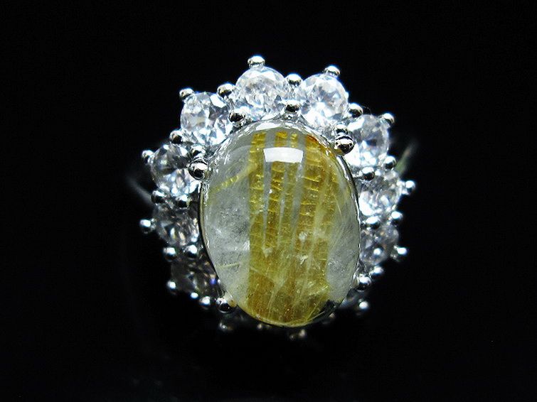 ゴールドタイチンルチル指輪(16号)[T164-7788] 1枚目