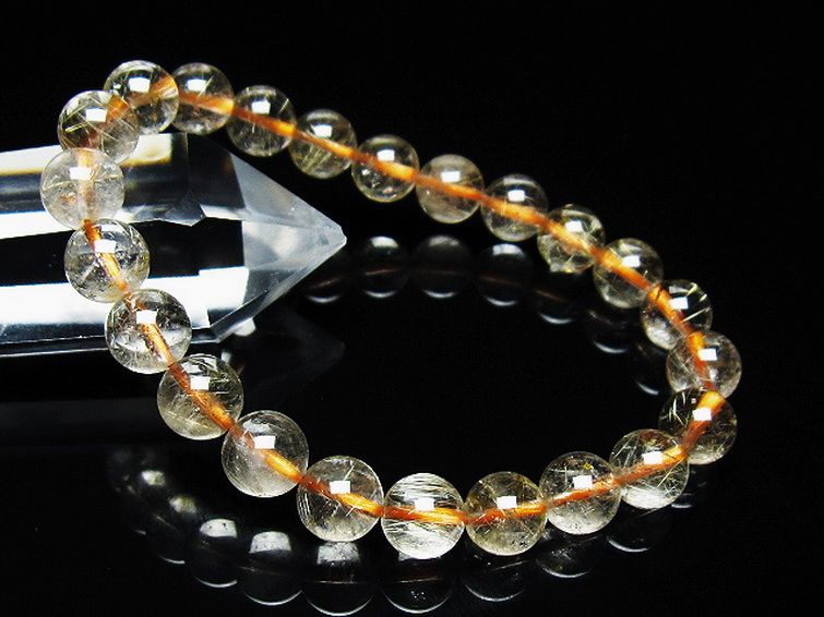 ゴールドタイチンルチルブレスレット 8mm [T171-7255] 1枚目