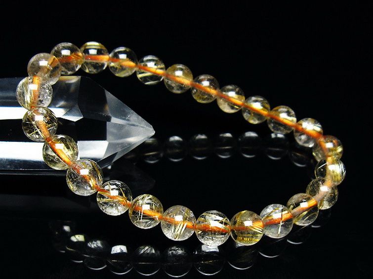 ゴールドタイチンルチルブレスレット 7mm [T171-7390] 1枚目