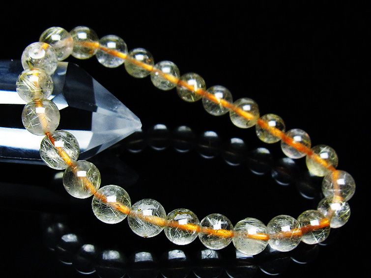 ゴールドタイチンルチルブレスレット 7mm [T171-7656] 1枚目