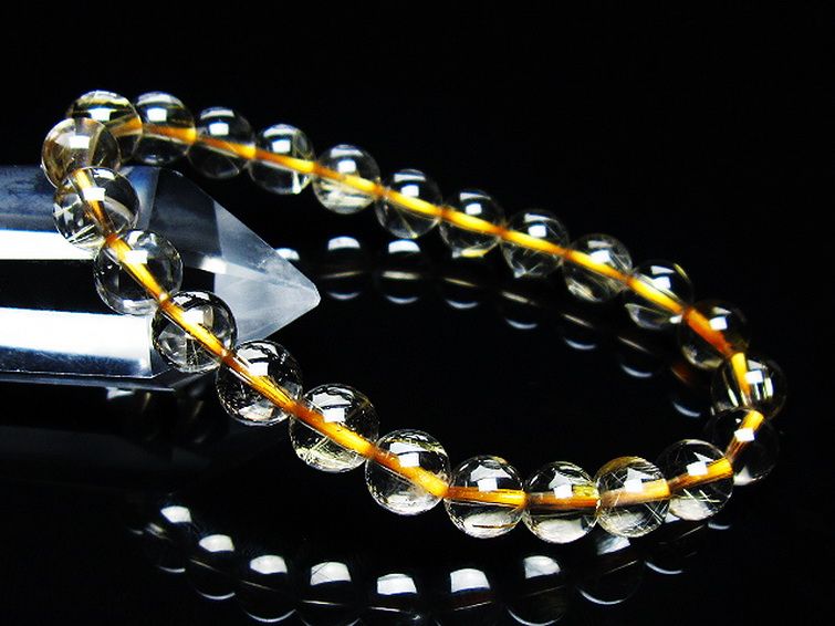 ゴールドタイチンルチルブレスレット 8mm [T171-7670] 1枚目