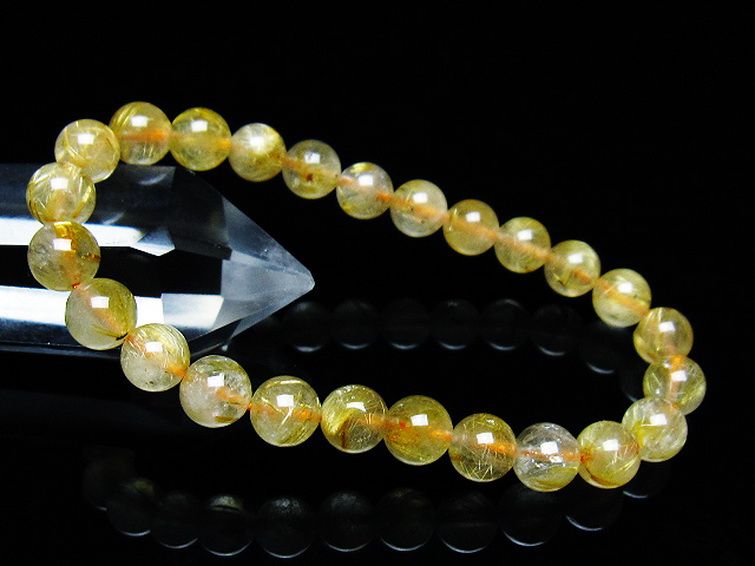 ゴールドタイチンルチルブレスレット 7mm [T171-7697] 1枚目