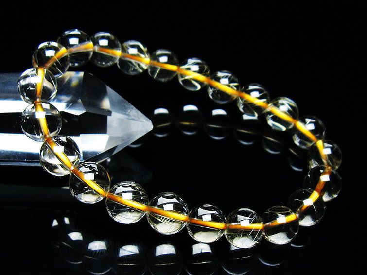 ゴールドタイチンルチルブレスレット 8mm [T171-7719] 1枚目