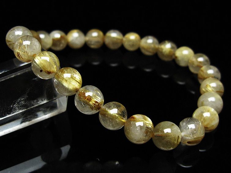 ゴールドタイチンルチルブレスレット 7mm [t171-8278] 1枚目