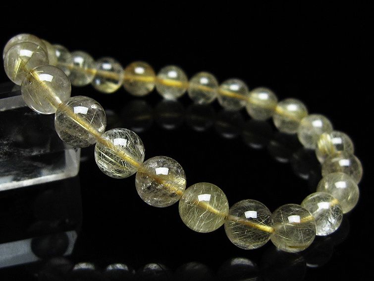 ゴールドタイチンルチルブレスレット 8mm [t171-8280] 1枚目