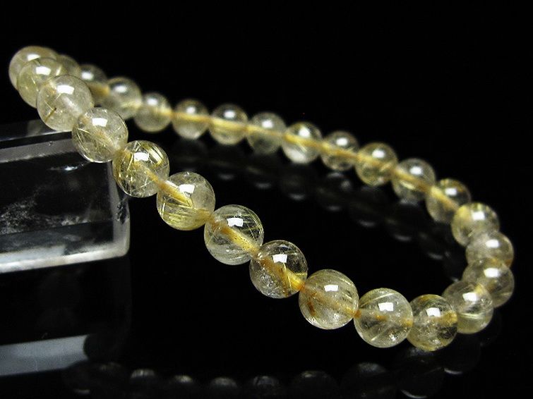 ゴールドタイチンルチルブレスレット 7mm [t171-8281] 1枚目