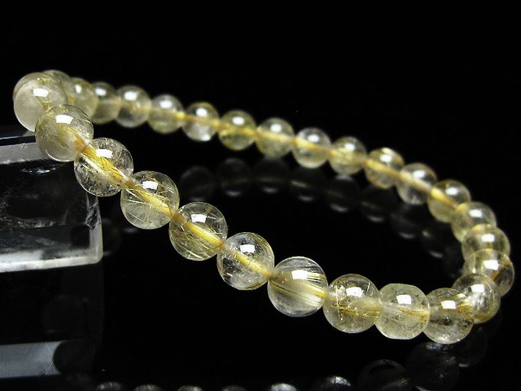 ゴールドタイチンルチルブレスレット 7mm [t171-8282] 1枚目