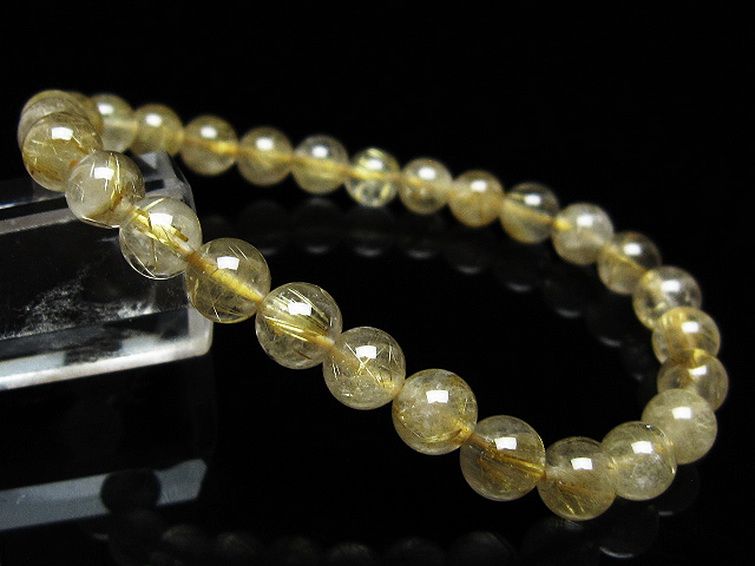 ゴールドタイチンルチルブレスレット 7mm [t171-8283] 1枚目