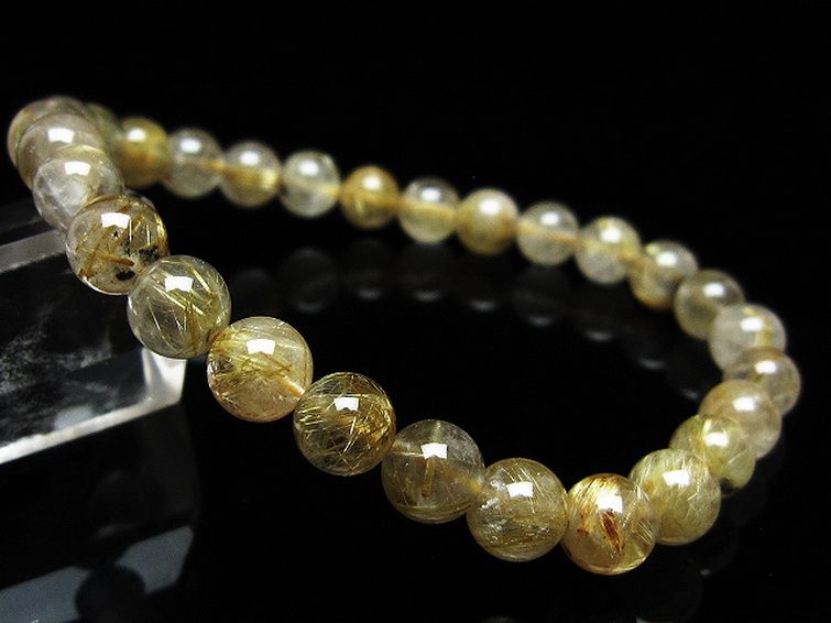 ゴールドタイチンルチルブレスレット 7mm [t171-8284] 1枚目