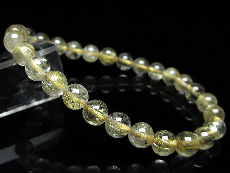 ゴールドタイチンルチルブレスレット 7mm [t171-8314] 1枚目