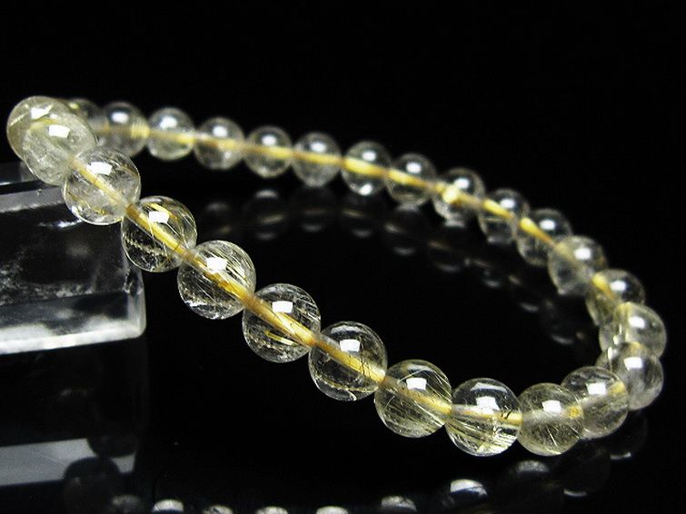 ゴールドタイチンルチルブレスレット 7mm [t171-8317] 1枚目