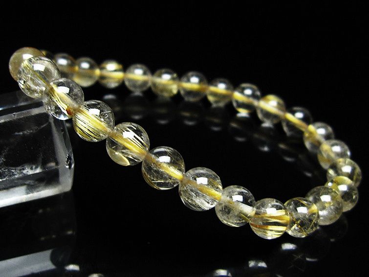 ゴールドタイチンルチルブレスレット 7mm [t171-8320] 1枚目