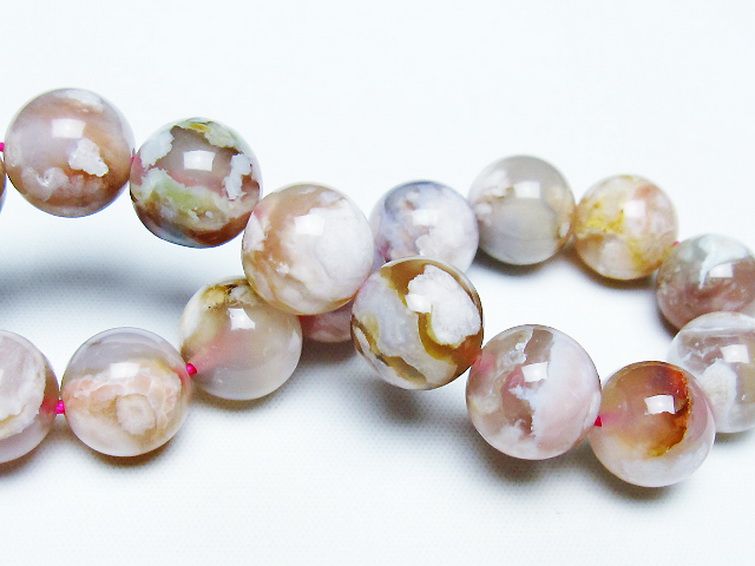 桜メノウ チェリーブロッサムアゲート ブレスレット 13mm [T213-1955] 2枚目