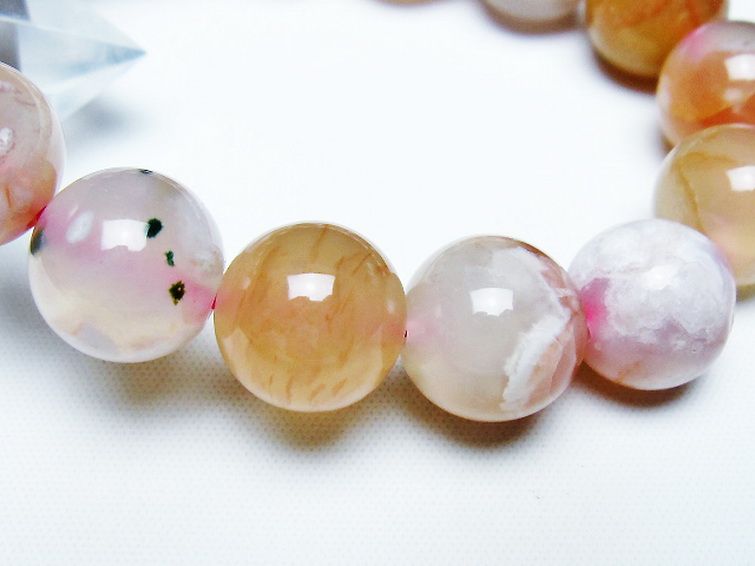 桜メノウ チェリーブロッサムアゲート ブレスレット 15mm [T213-1964] 3枚目