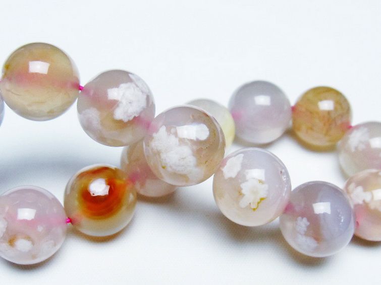 桜メノウ チェリーブロッサムアゲート ブレスレット 16mm [T213-1975] 2枚目