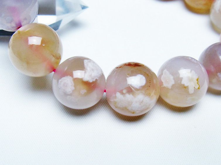 桜メノウ チェリーブロッサムアゲート ブレスレット 16mm [T213-1975] 3枚目
