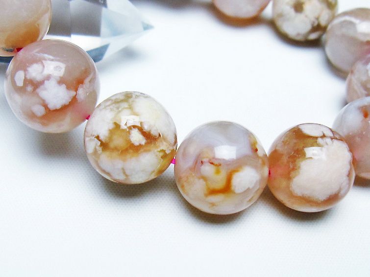 桜メノウ チェリーブロッサムアゲート ブレスレット 17mm [T213-1977] 3枚目