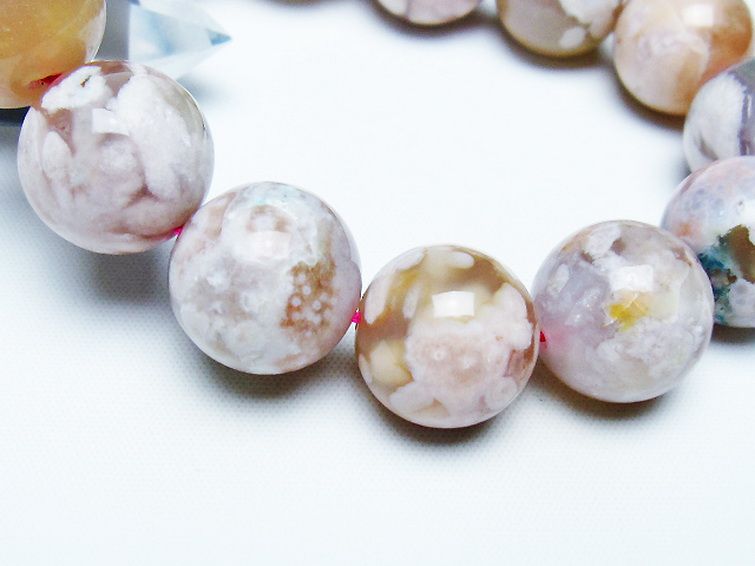 桜メノウ チェリーブロッサムアゲート ブレスレット 17mm [T213-1983] 3枚目