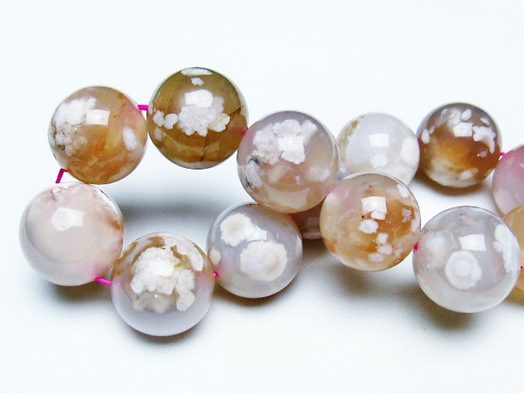 桜メノウ チェリーブロッサムアゲート ブレスレット 16mm [T213-1985] 2枚目