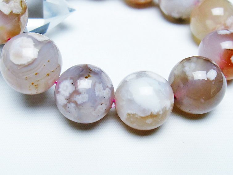 桜メノウ チェリーブロッサムアゲート ブレスレット 16mm [T213-1985] 3枚目