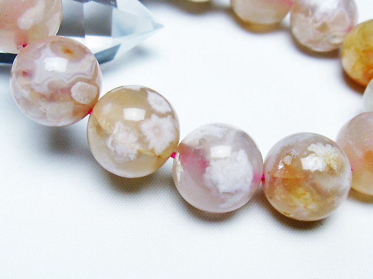桜メノウ チェリーブロッサムアゲート ブレスレット 15mm [T213-1988] 3枚目
