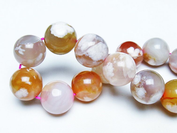 桜メノウ チェリーブロッサムアゲート ブレスレット 13mm [T213-1996] 2枚目