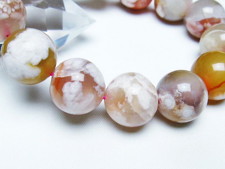 桜メノウ チェリーブロッサムアゲート ブレスレット 13mm [T213-1996] 3枚目