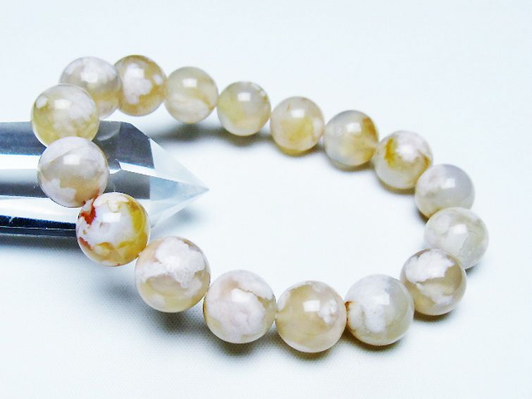 桜メノウ チェリーブロッサムアゲート ブレスレット 13mm [T213-1999] 1枚目