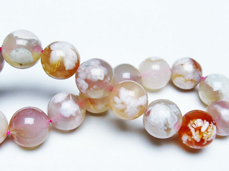 桜メノウ チェリーブロッサムアゲート ブレスレット 17mm [T213-2021] 2枚目