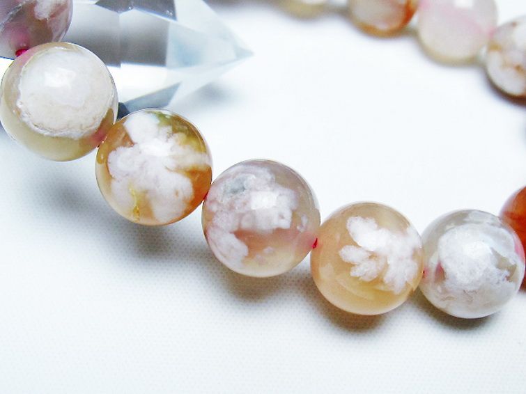 桜メノウ チェリーブロッサムアゲート ブレスレット 17mm [T213-2021] 3枚目