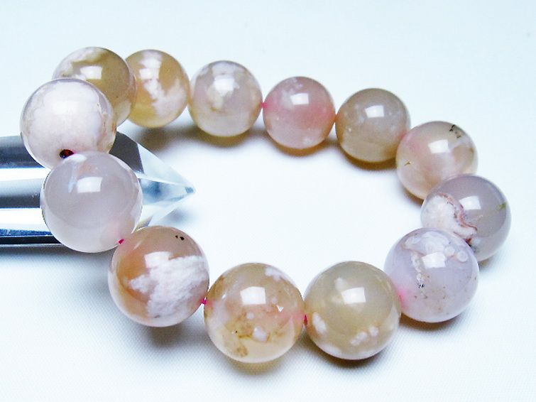 桜メノウ チェリーブロッサムアゲート ブレスレット 15mm [T213-2022] 1枚目