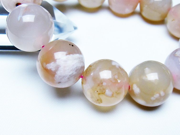 桜メノウ チェリーブロッサムアゲート ブレスレット 15mm [T213-2022] 3枚目