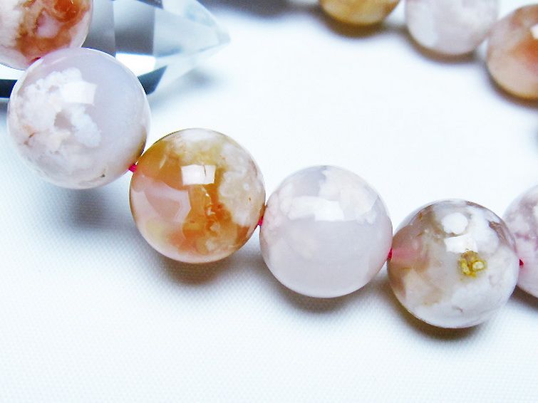 桜メノウ チェリーブロッサムアゲート ブレスレット 16mm [T213-2027] 3枚目